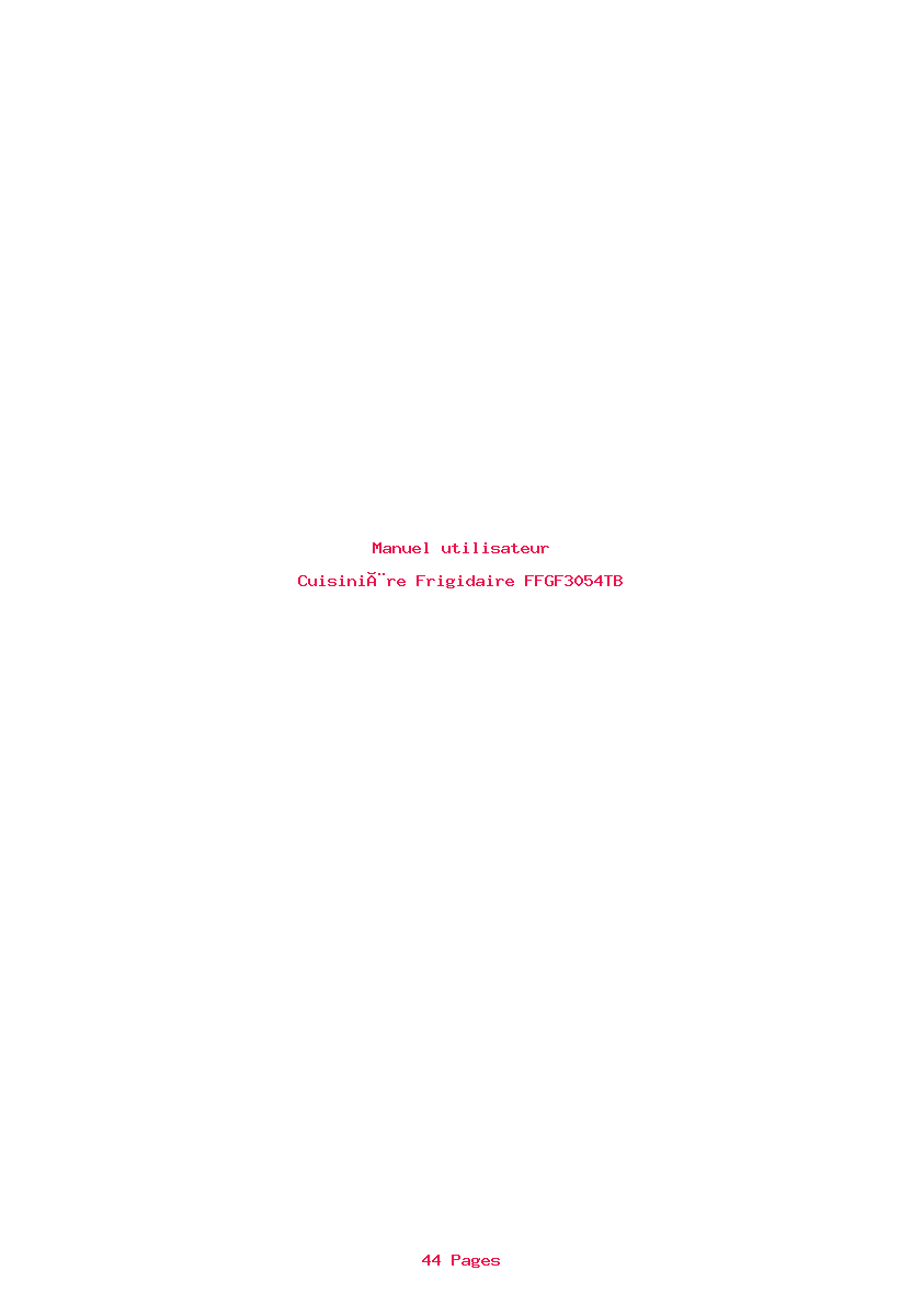 Page 1 de la notice Manuel utilisateur Frigidaire FFGF3054TB