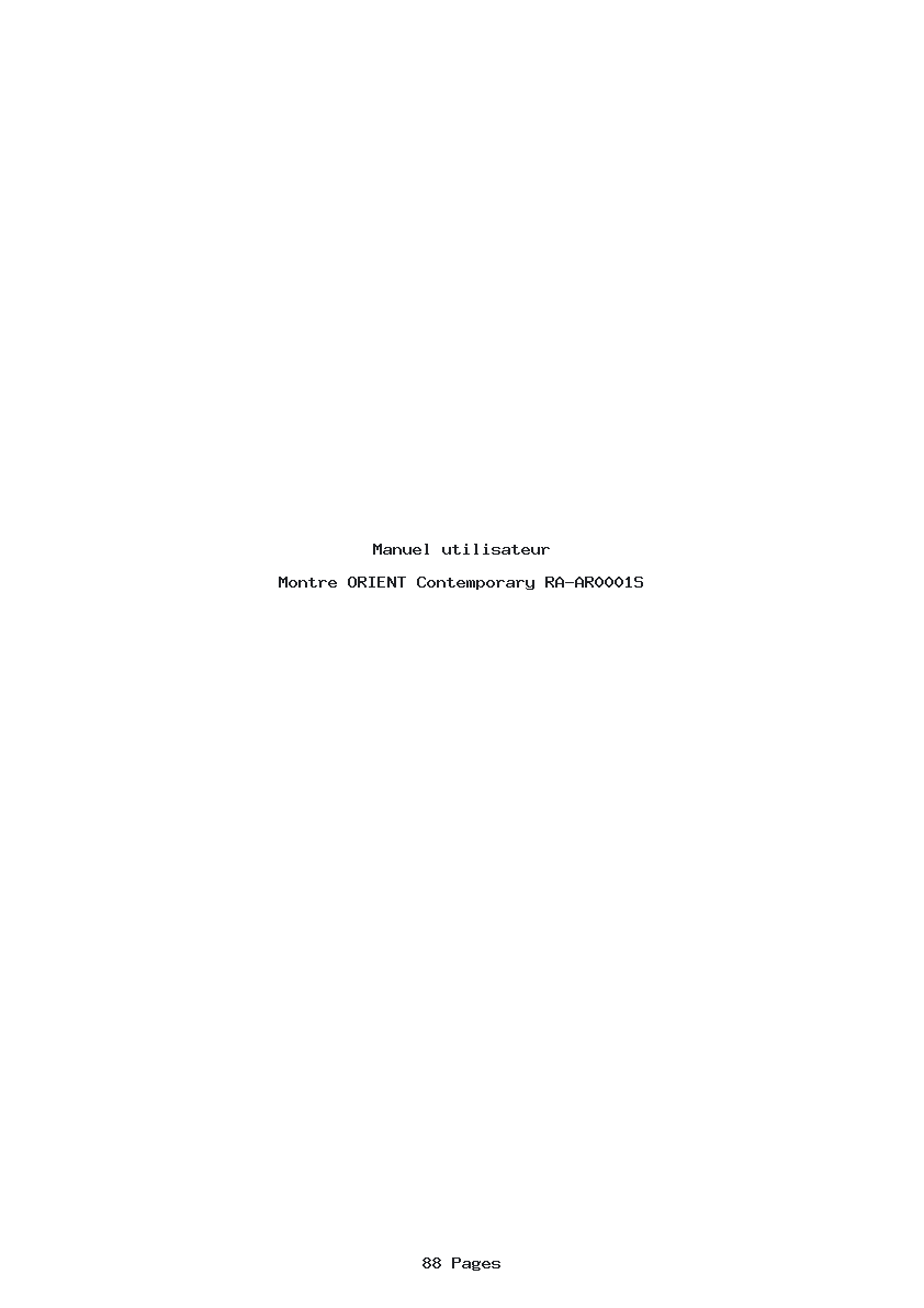 Page 1 de la notice Manuel utilisateur ORIENT Contemporary RA-AR0001S