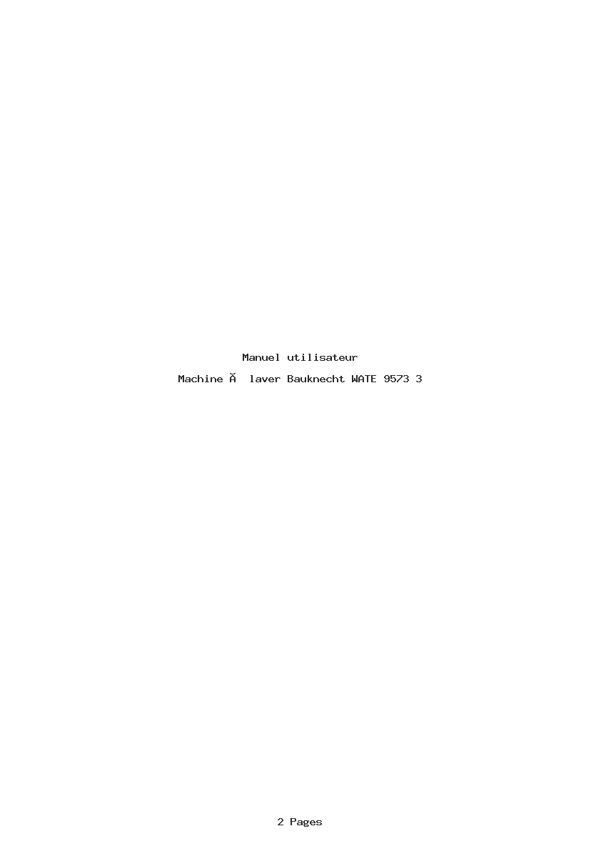 Page 1 de la notice Manuel utilisateur Bauknecht WATE 9573 3