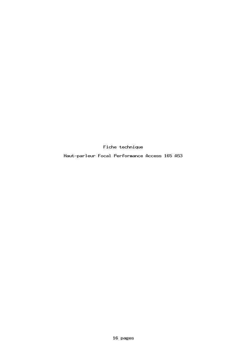 Page 1 de la notice Fiche technique Focal Performance Access 165 AS3
