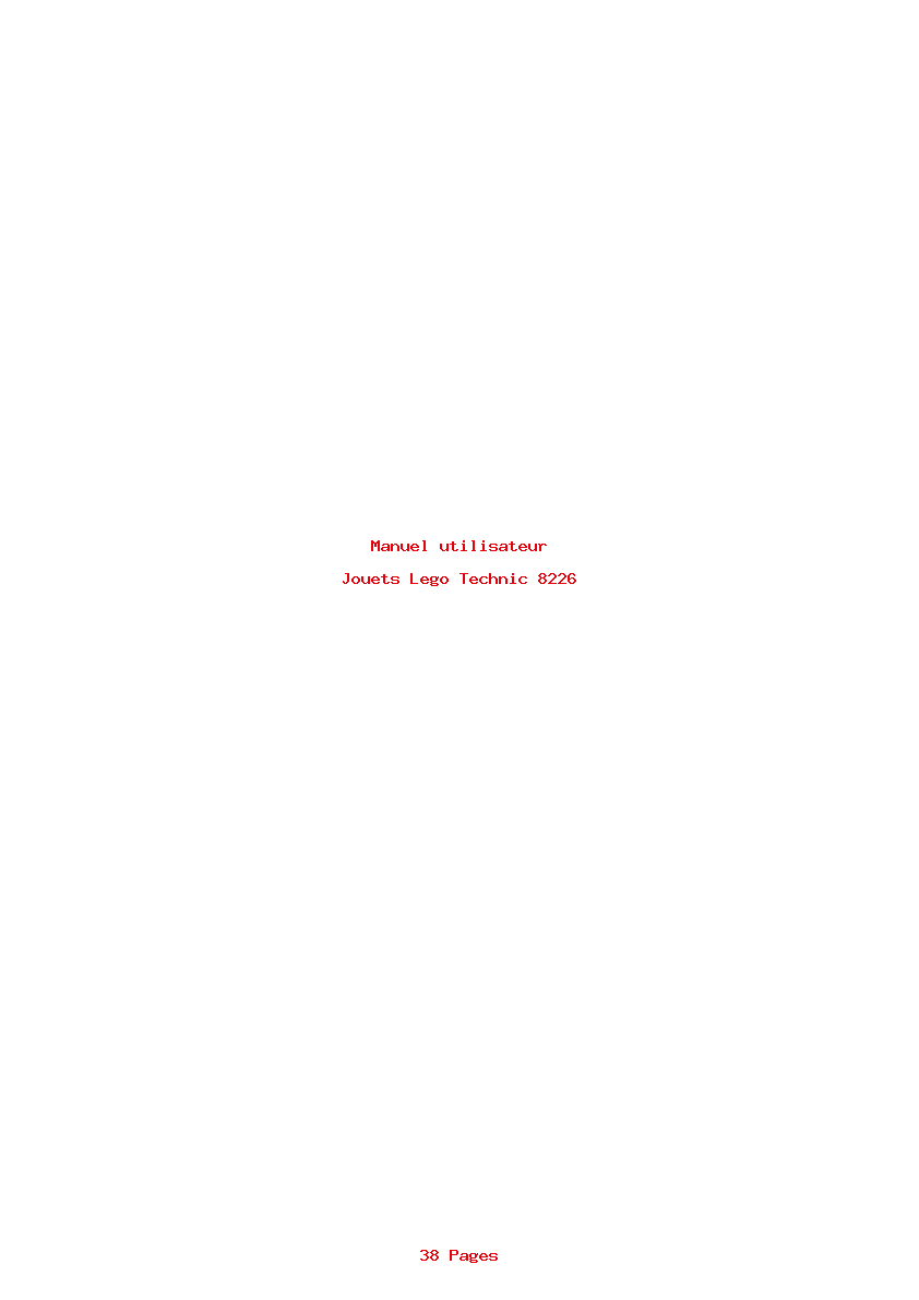 Page 1 de la notice Manuel utilisateur Lego Technic 8226