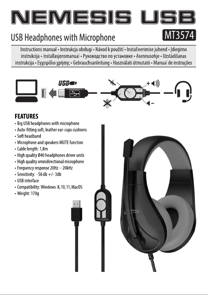 Page 1 de la notice Manuel utilisateur Media-Tech NEMESIS USB MT3574