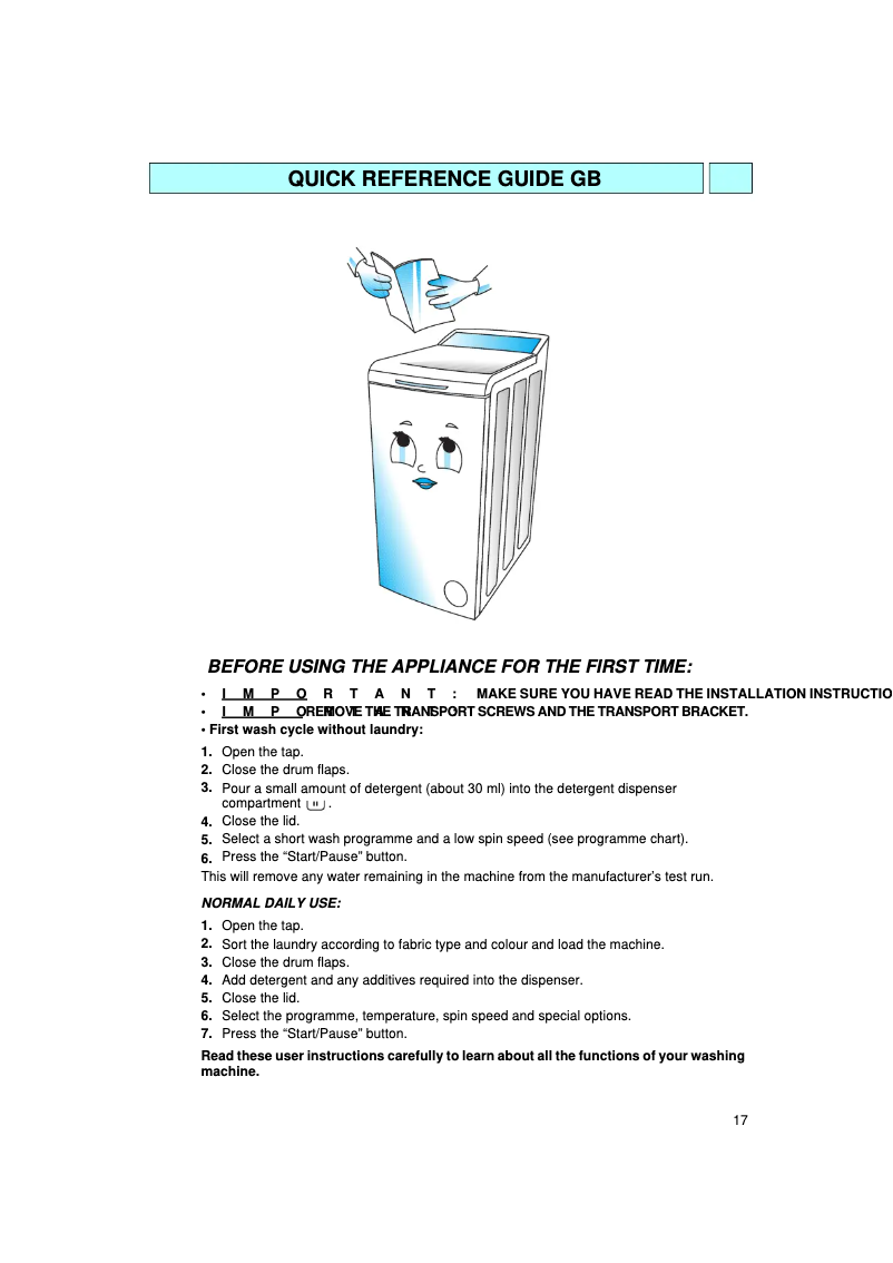 Página 1 del manual Manual de usuario Bauknecht WAT 9555 D