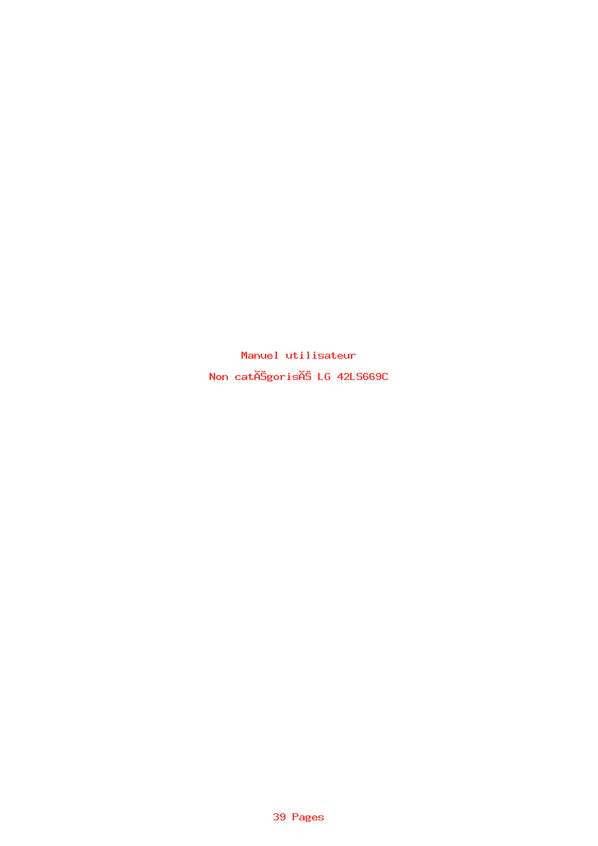 Page 1 de la notice Manuel utilisateur LG 42LS669C