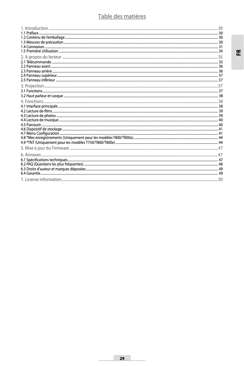 Page 1 de la notice Manuel utilisateur Emtec Movie Cube Theater T800