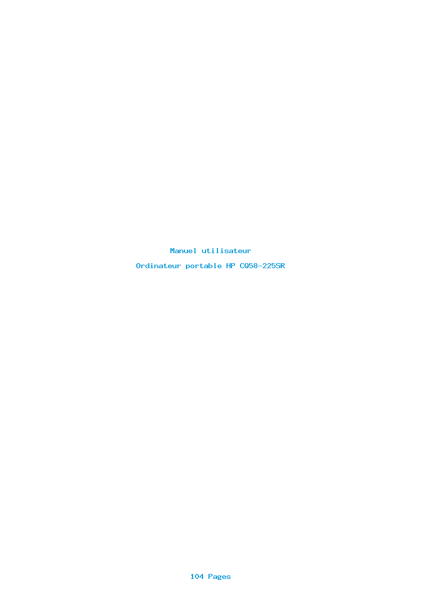 Page 1 de la notice Manuel utilisateur HP CQ58-225SR