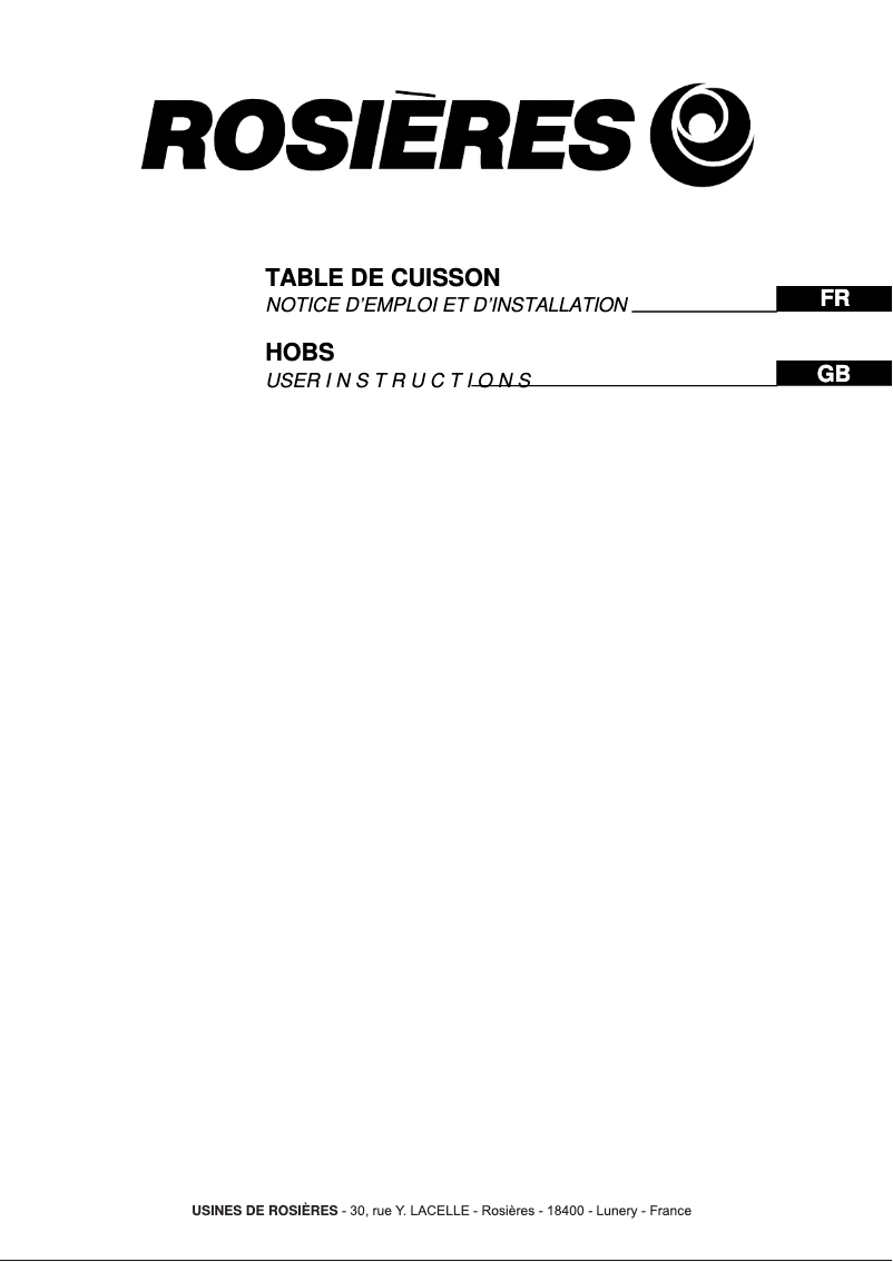 Page 1 de la notice Manuel utilisateur Rosieres RBI 635 GE