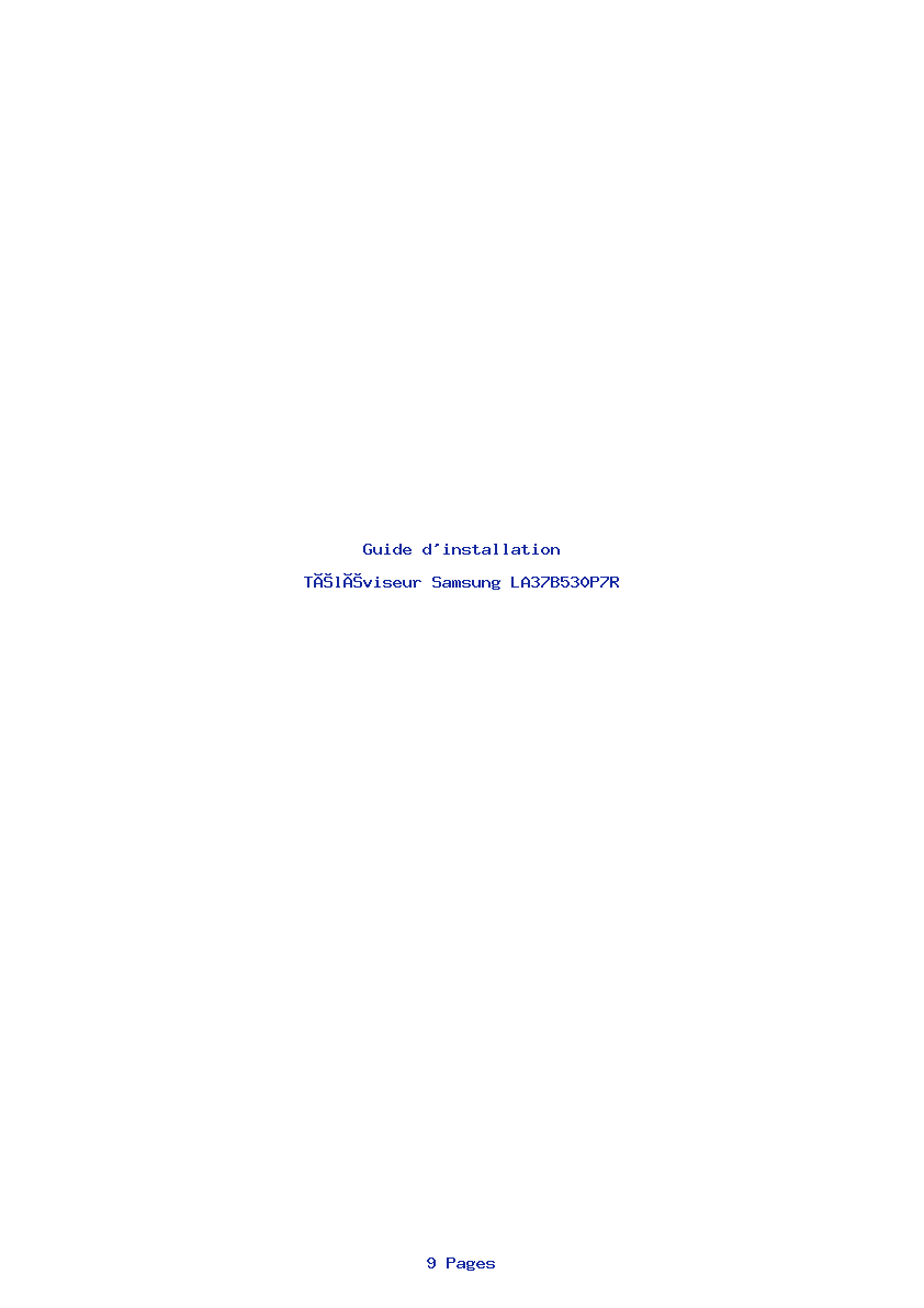Page 1 de la notice Guide d'installation Samsung LA37B530P7R