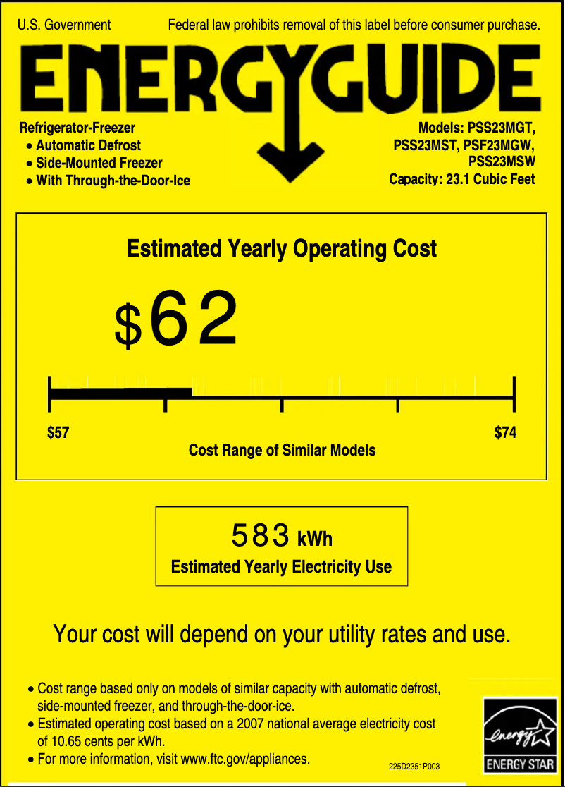 Página 1 del manual Etiqueta energética GE Profile PSS23MSTSS