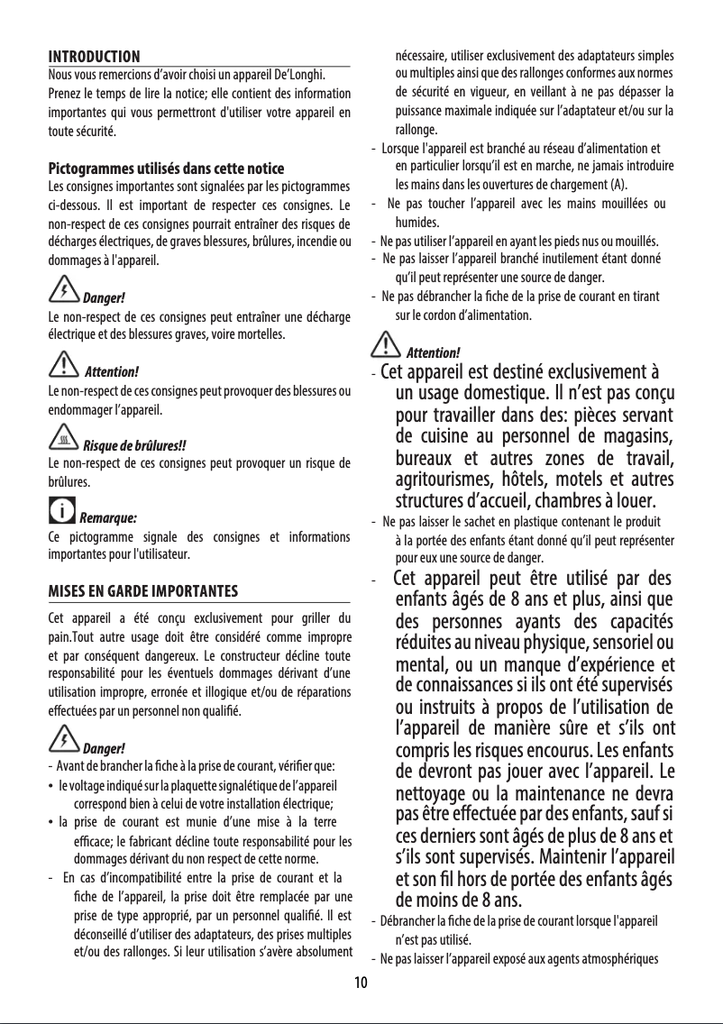 Page 1 de la notice Manuel utilisateur DeLonghi Icona Vintage CTOV 2103