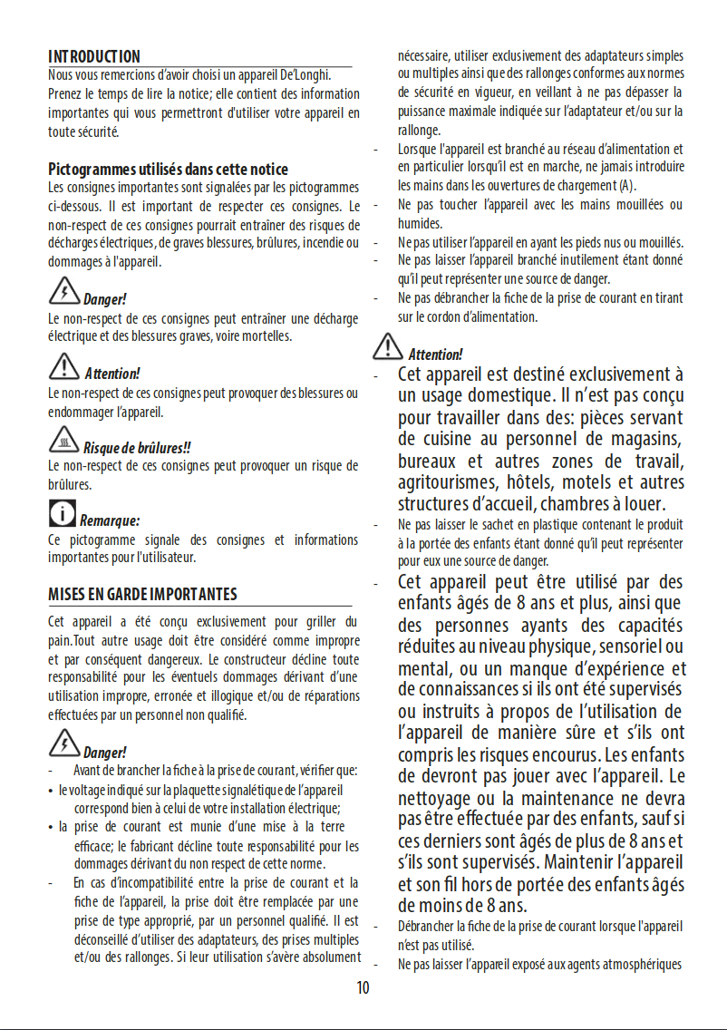 Page 1 de la notice Manuel utilisateur DeLonghi Icona Vintage CTOV 2103