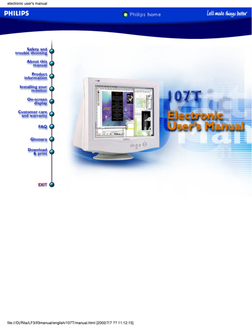 Page n°1 - Manuel utilisateur Philips 107T41