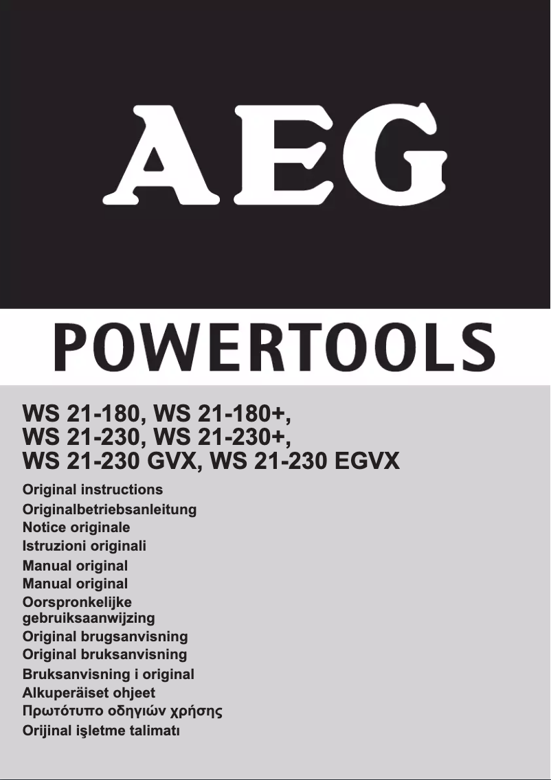 Page 1 de la notice Manuel utilisateur AEG WS 21-180+