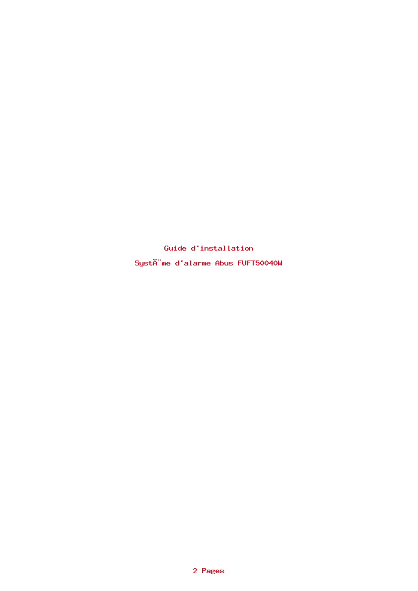 Page 1 de la notice Guide d'installation Abus FUFT50040W