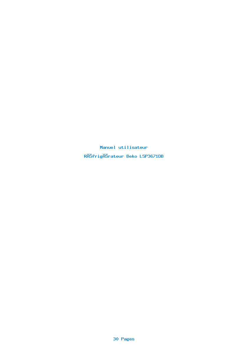 Page 1 de la notice Manuel utilisateur Beko LSP3671DB