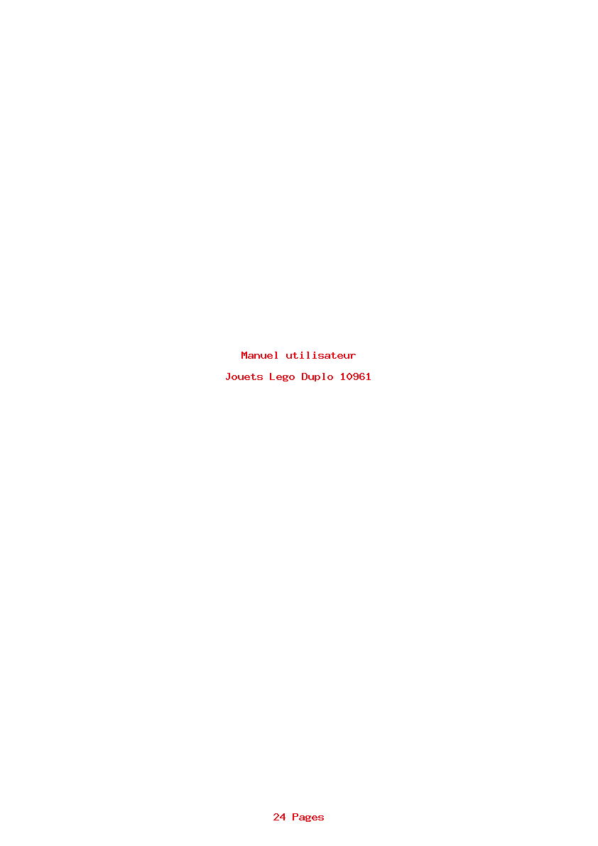 Page 1 de la notice Manuel utilisateur Lego Duplo 10961