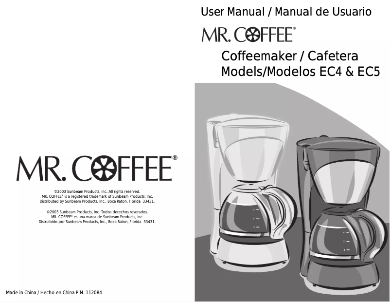 Page 1 de la notice Manuel utilisateur Mr. Coffee EC4
