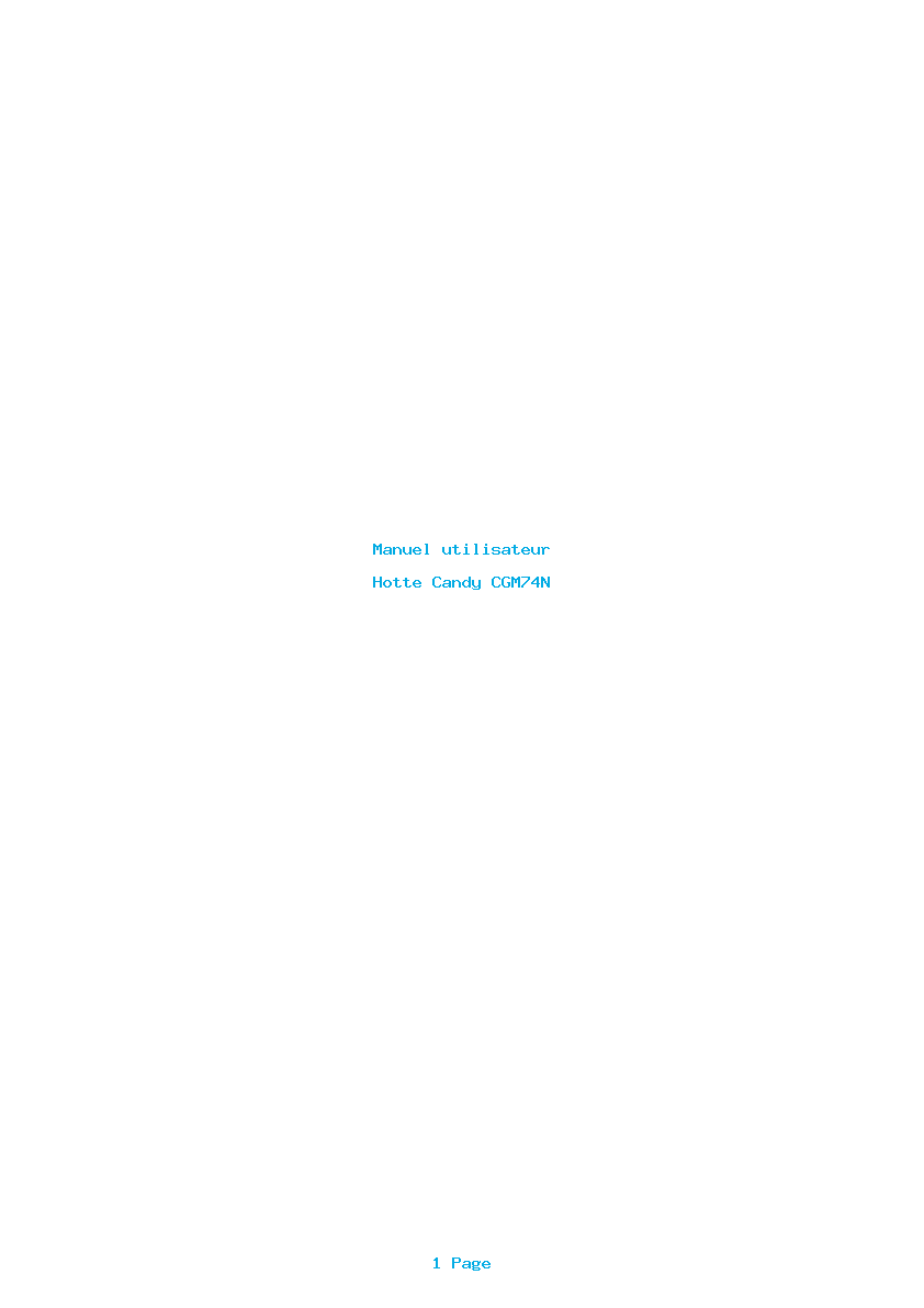 Page 1 de la notice Manuel utilisateur Candy CGM74N