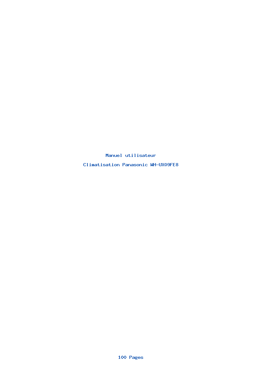 Page 1 de la notice Manuel utilisateur Panasonic WH-UX09FE8
