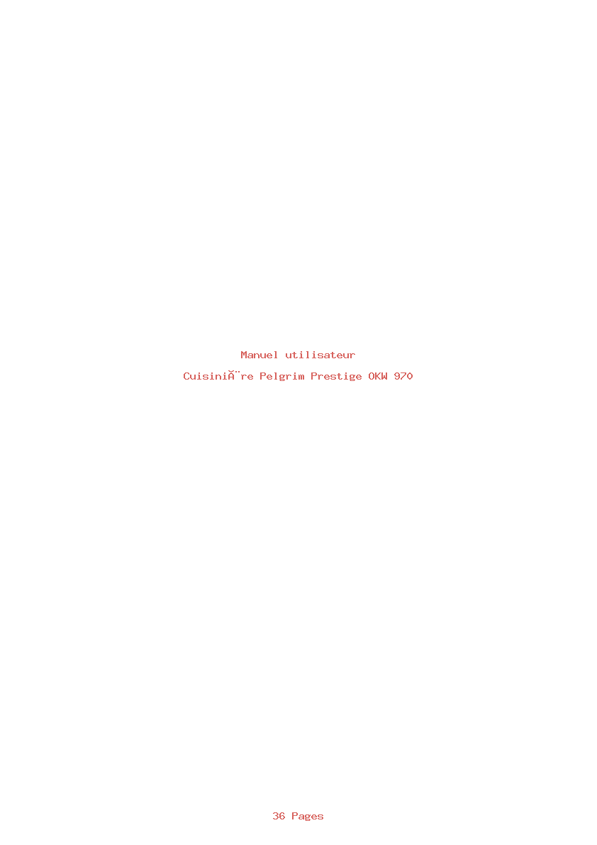 Page 1 de la notice Manuel utilisateur Pelgrim Prestige OKW 970