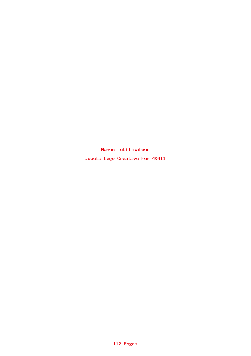 Page 1 de la notice Manuel utilisateur Lego Creative Fun 40411