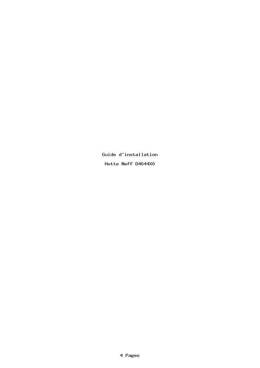 Page 1 de la notice Guide d'installation Neff D4644X0