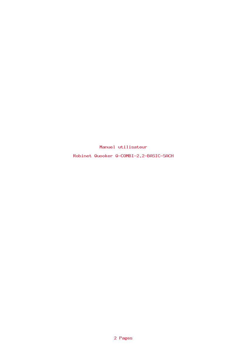 Page 1 de la notice Manuel utilisateur Quooker Q-COMBI-2.2-BASIC-SACH