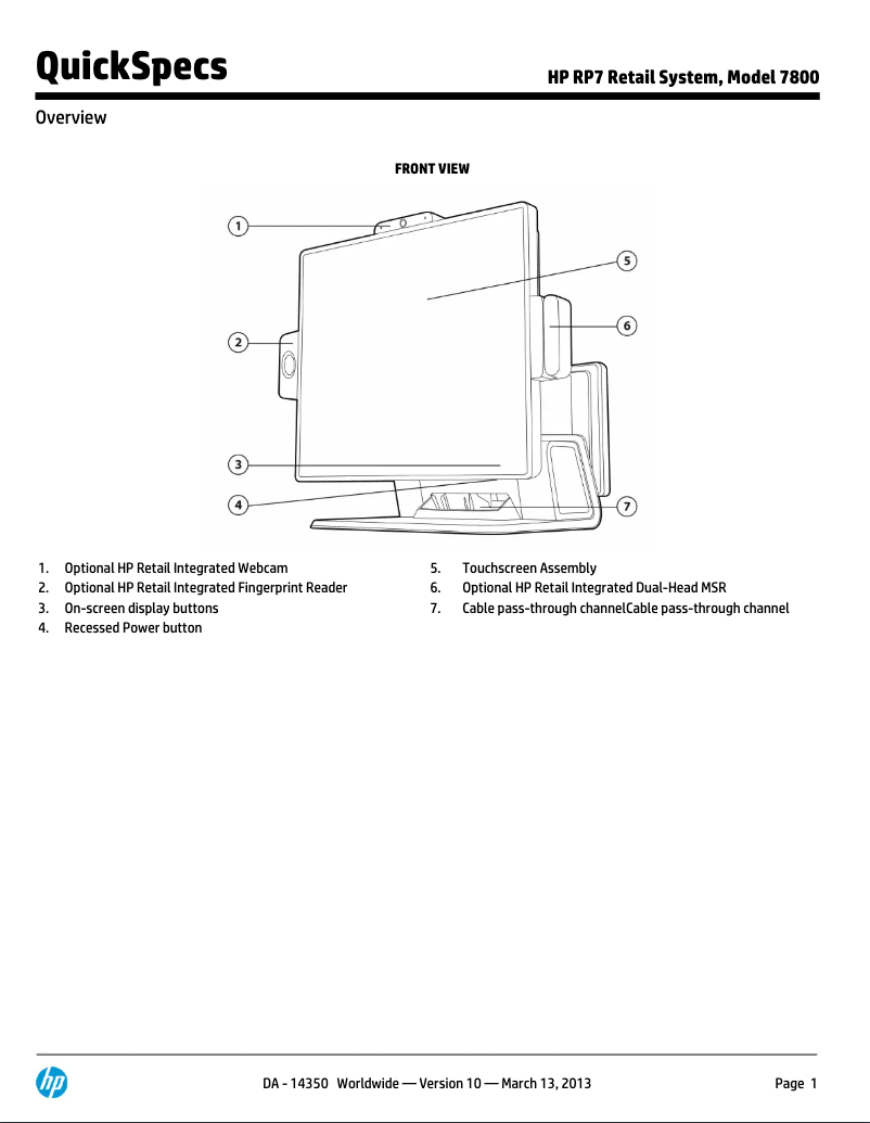Image de la première page du manuel de l'appareil rp 7800