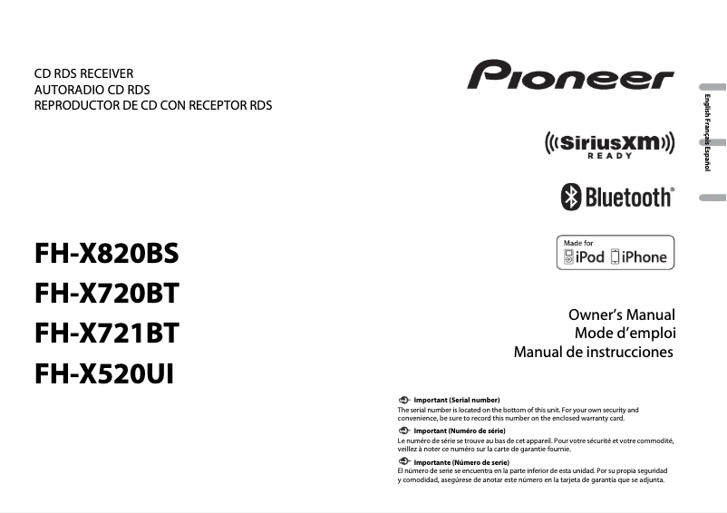 Página 1 del manual Manual de usuario Pioneer FH-X721BT