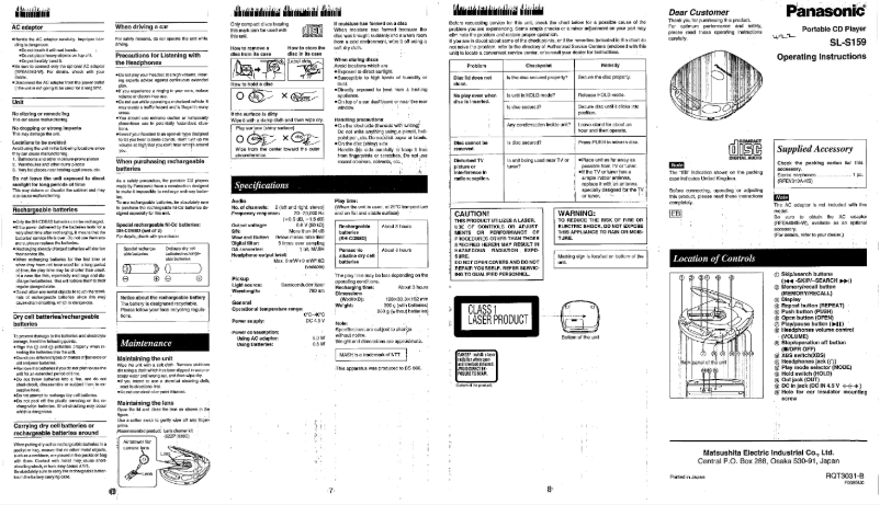 Página 1 del manual Manual de usuario Panasonic SL-S159