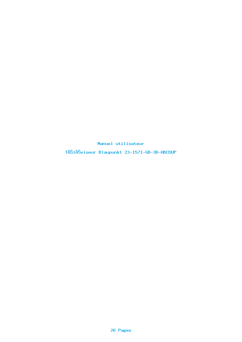 Page 1 de la notice Manuel utilisateur Blaupunkt 23-157I-GB-3B-HBCDUP