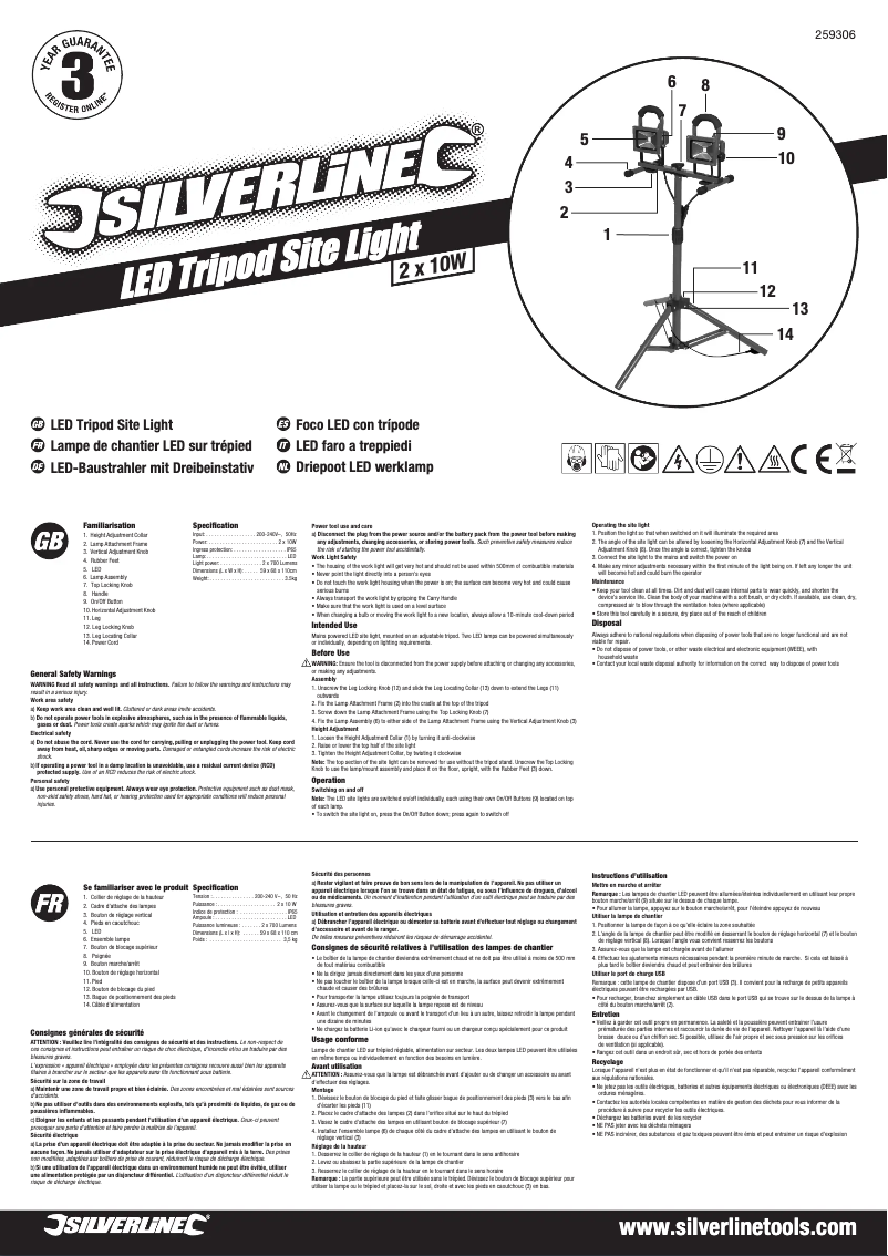 Page 1 de la notice Manuel utilisateur Silverline 259306