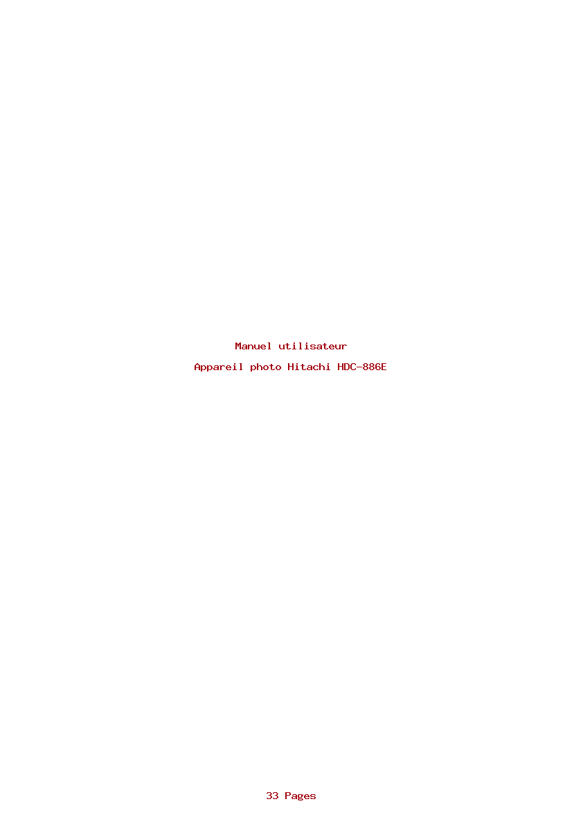 Page 1 de la notice Manuel utilisateur Hitachi HDC-886E