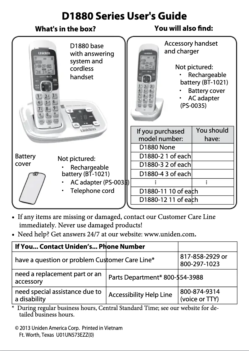 Página 1 del manual Manual de usuario Uniden D1880