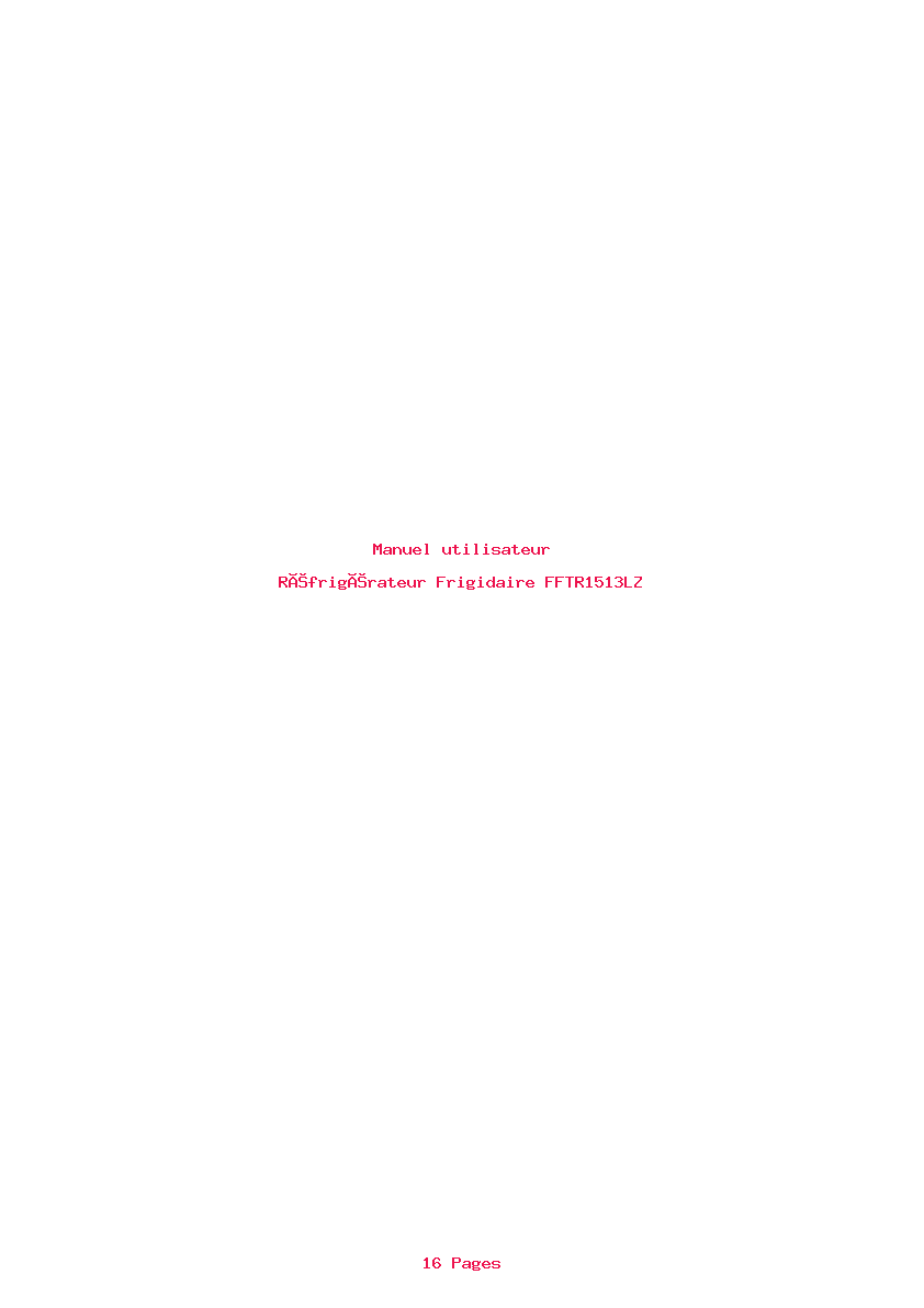 Page 1 de la notice Manuel utilisateur Frigidaire FFTR1513LZ