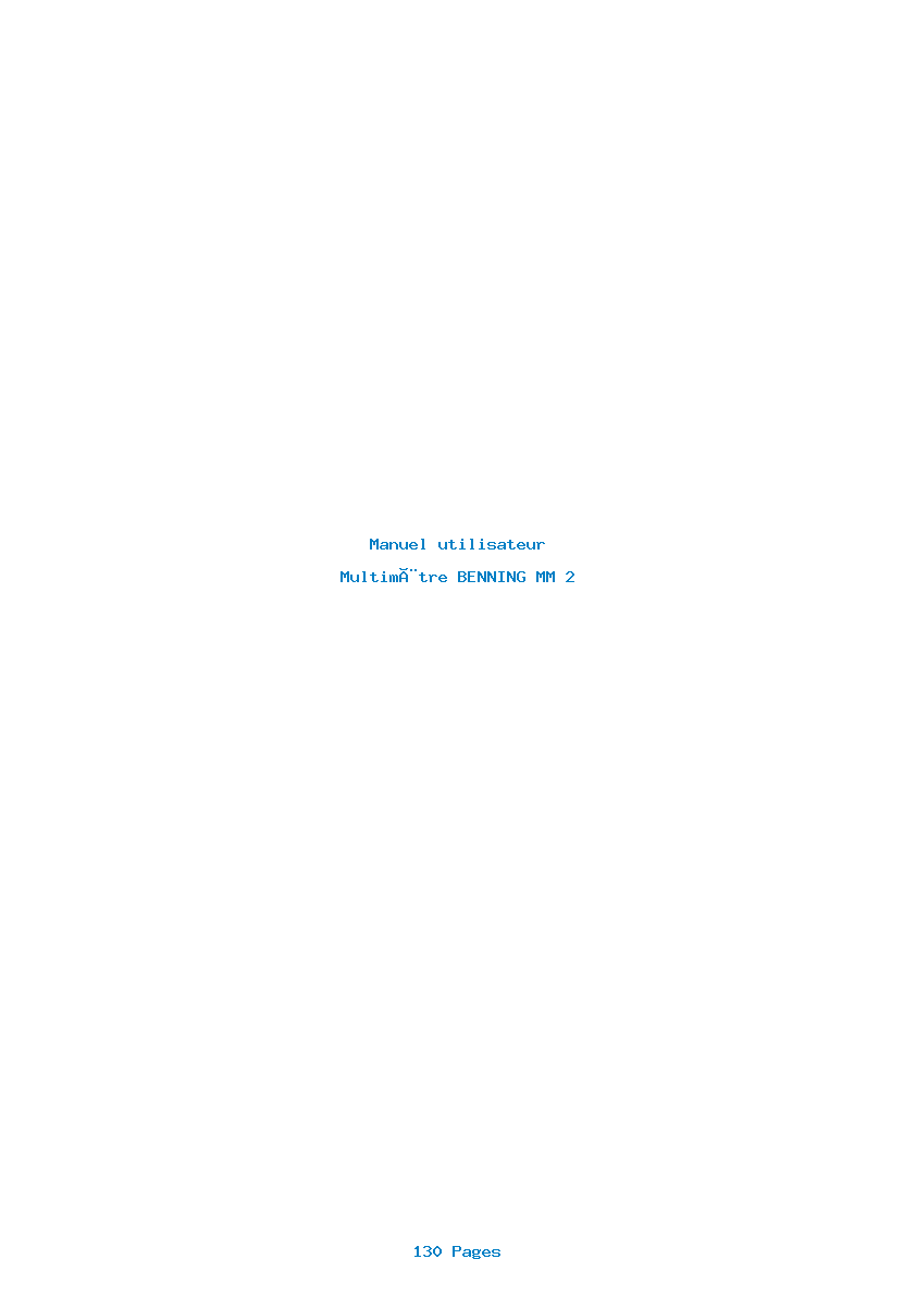 Page 1 de la notice Manuel utilisateur BENNING MM 2