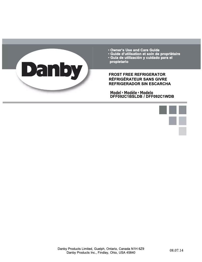 Page 1 de la notice Manuel utilisateur Danby DFF092C1WDB