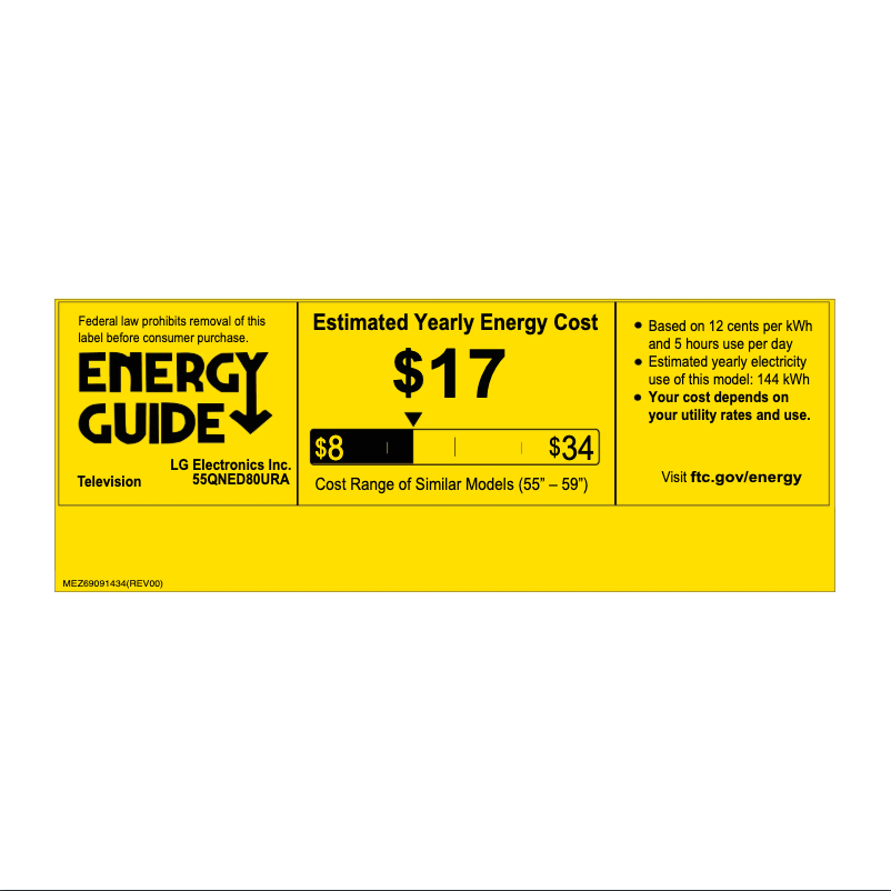 Page 1 of the manual Energy Label LG 55QNED80URA