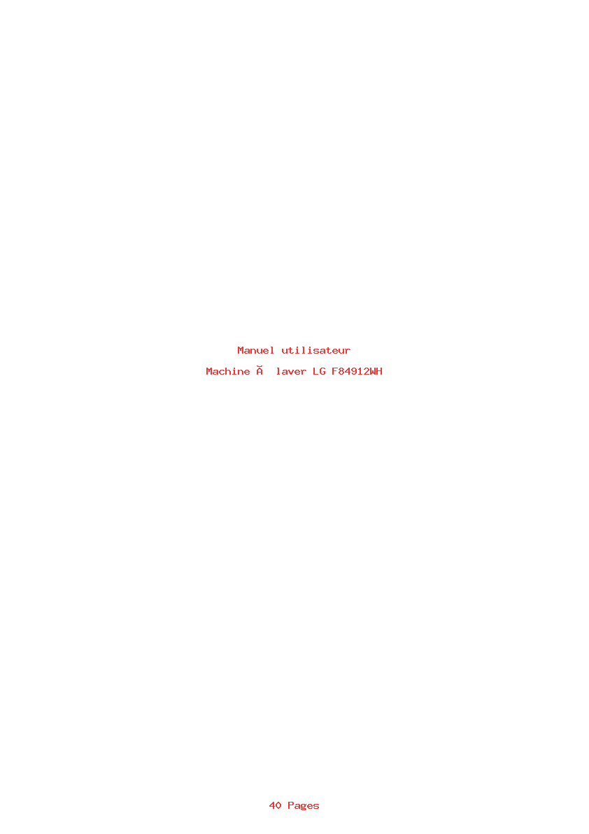 Page 1 de la notice Manuel utilisateur LG F84912WH