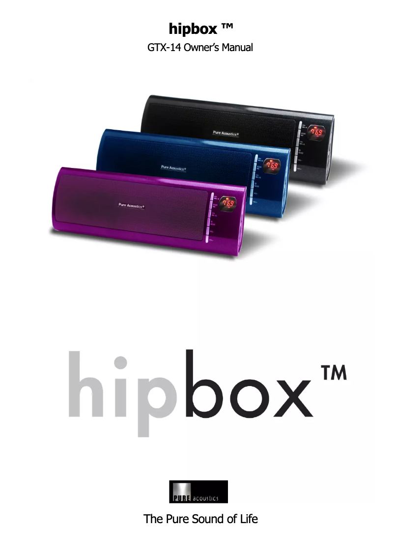 Page 1 de la notice Manuel utilisateur Pure Acoustics GTX-14