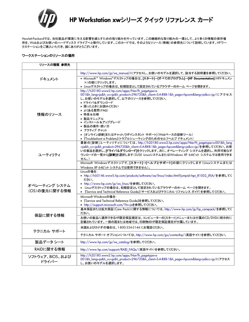 Page 1 de la notice Guide de démarrage rapide HP xw4300