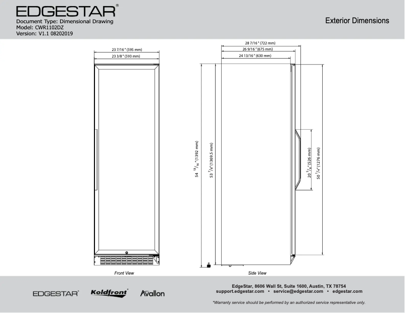 Page 1 de la notice Fiche technique EdgeStar CWR1102DZ