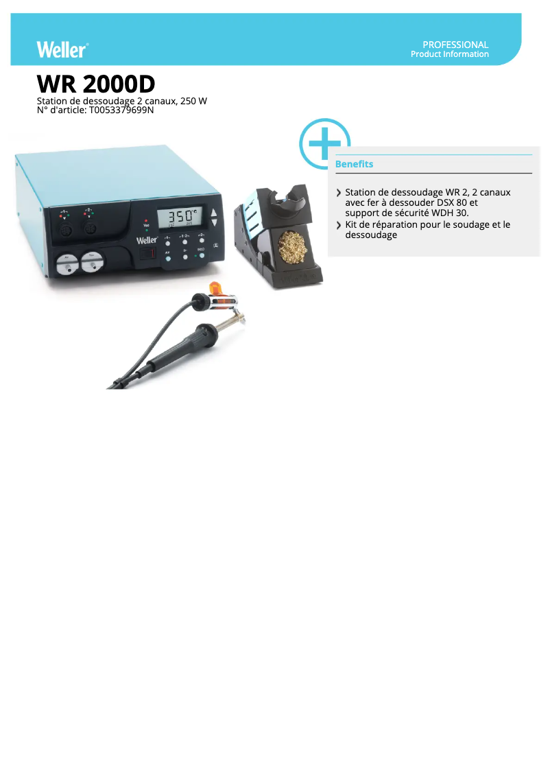 Page 1 de la notice Fiche technique Weller WR 2000D