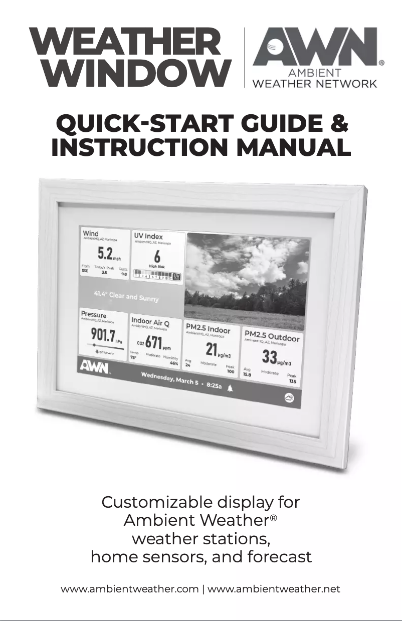 Page 1 de la notice Manuel utilisateur Ambient Weather AWN