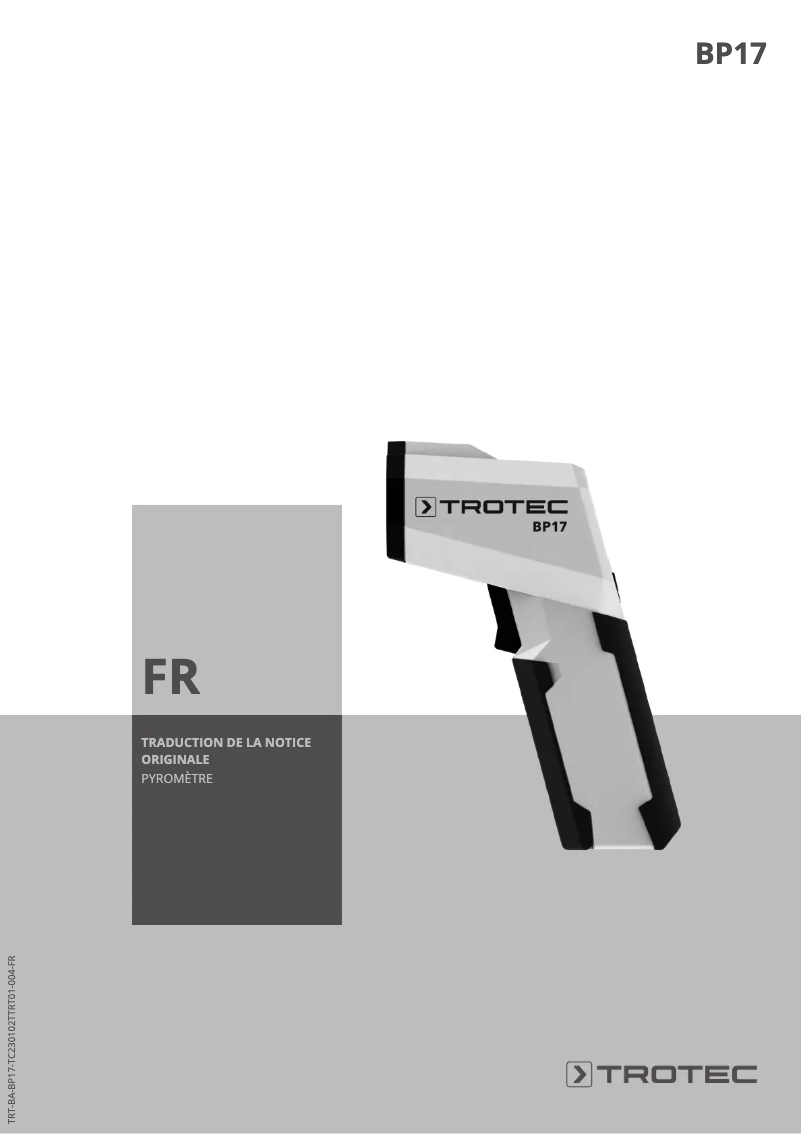 Page 1 de la notice Manuel utilisateur Trotec BP17