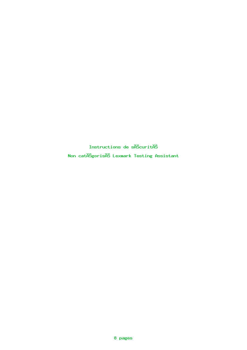 Page 1 de la notice Instructions de sécurité Lexmark Testing Assistant