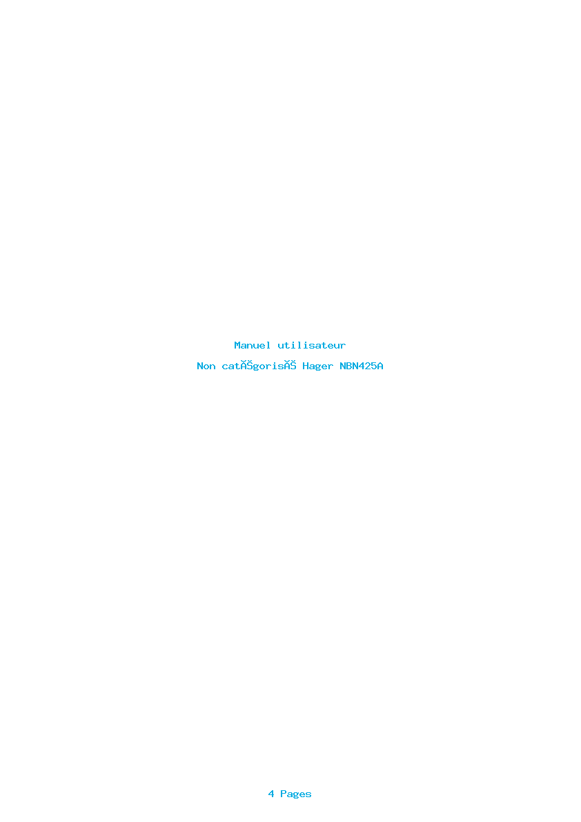 Page 1 de la notice Manuel utilisateur Hager NBN425A