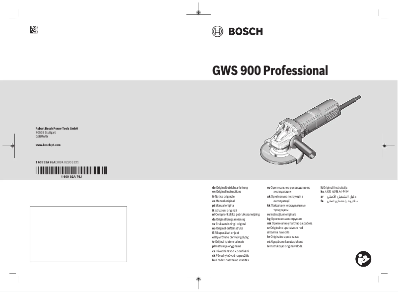 Page 1 de la notice Manuel utilisateur Bosch GWS 900 Professional