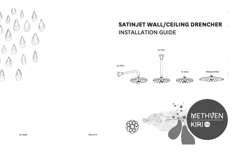 Page 1 de la notice Manuel utilisateur Methven Satinjet OSQ230CPAU