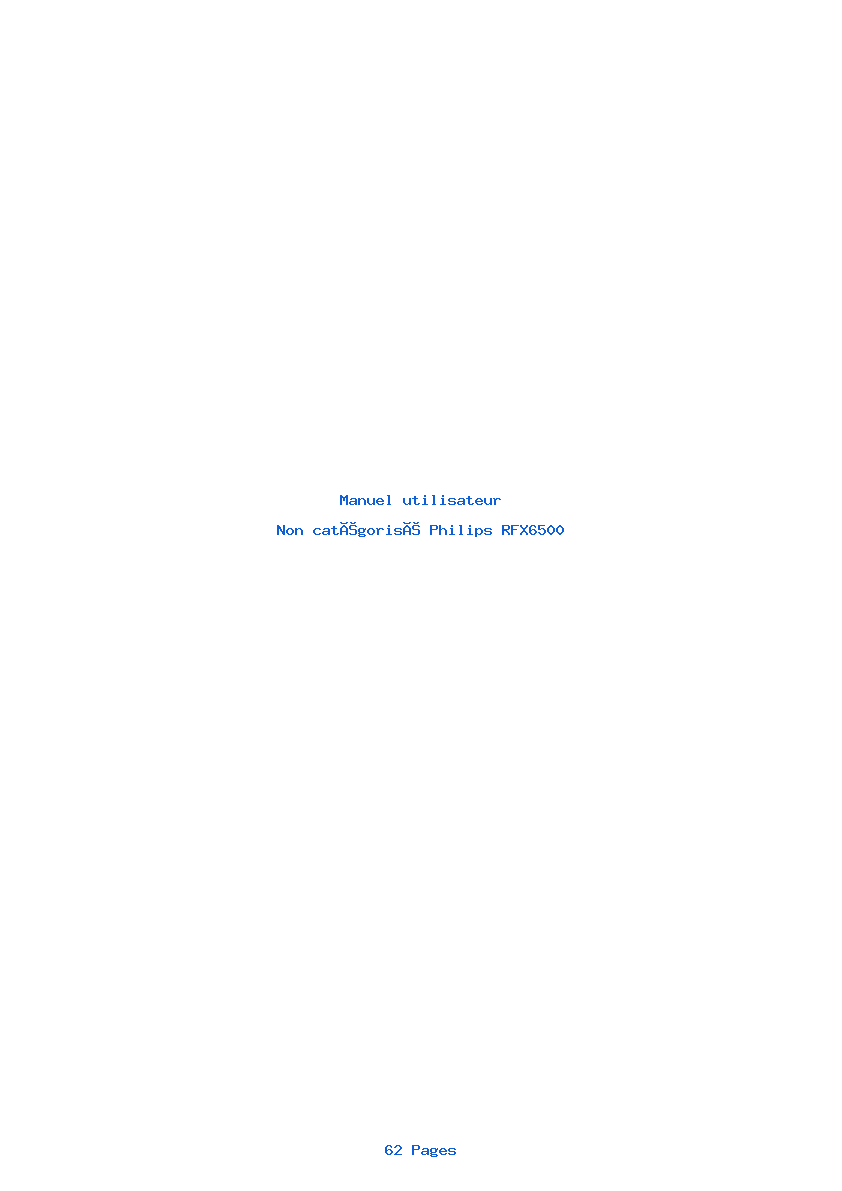 Page 1 de la notice Manuel utilisateur Philips RFX6500